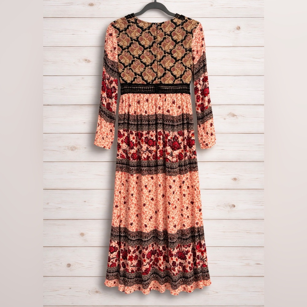 Flying Tomato Boho Festival Maxi Dress~Floral Crochet Waist~Anthro Style~ Small - Picture 5 of 16